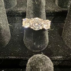 Anniversary Ring Solitaire with accents  Certified  (3) VVS1 Solitaire Moissanite  Sterling Silver Ring Size 12-13