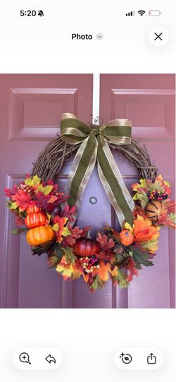 Fall homemade NEW 16 inch grapevine wreath