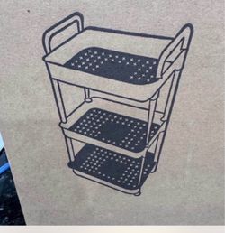 Plastic Black 3 Tier Rolling Cart with Wheels