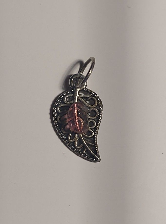 Natural Pink Tourmaline Leaf Pendant
