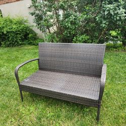 Wicker bench and table 
