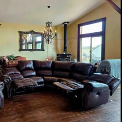 Leather Sectional Electric Power Recliner Reclining Couch Sofa