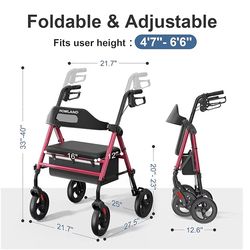 HOMLAND Foldable Rollator Walkers with Seat for Seniors  NEW $45