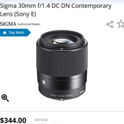 Sigma 30mm f/1.4 DC DN Contemporary Lens (Sony E)