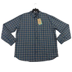 prAna Los Feliz Flannel Shirt Mens Size XL Plaid Admiral Blue MRSP $89