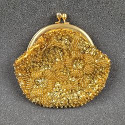 Vintage Gold Sequin & Bead Change Purse