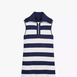 zara stripped knit blue white dress