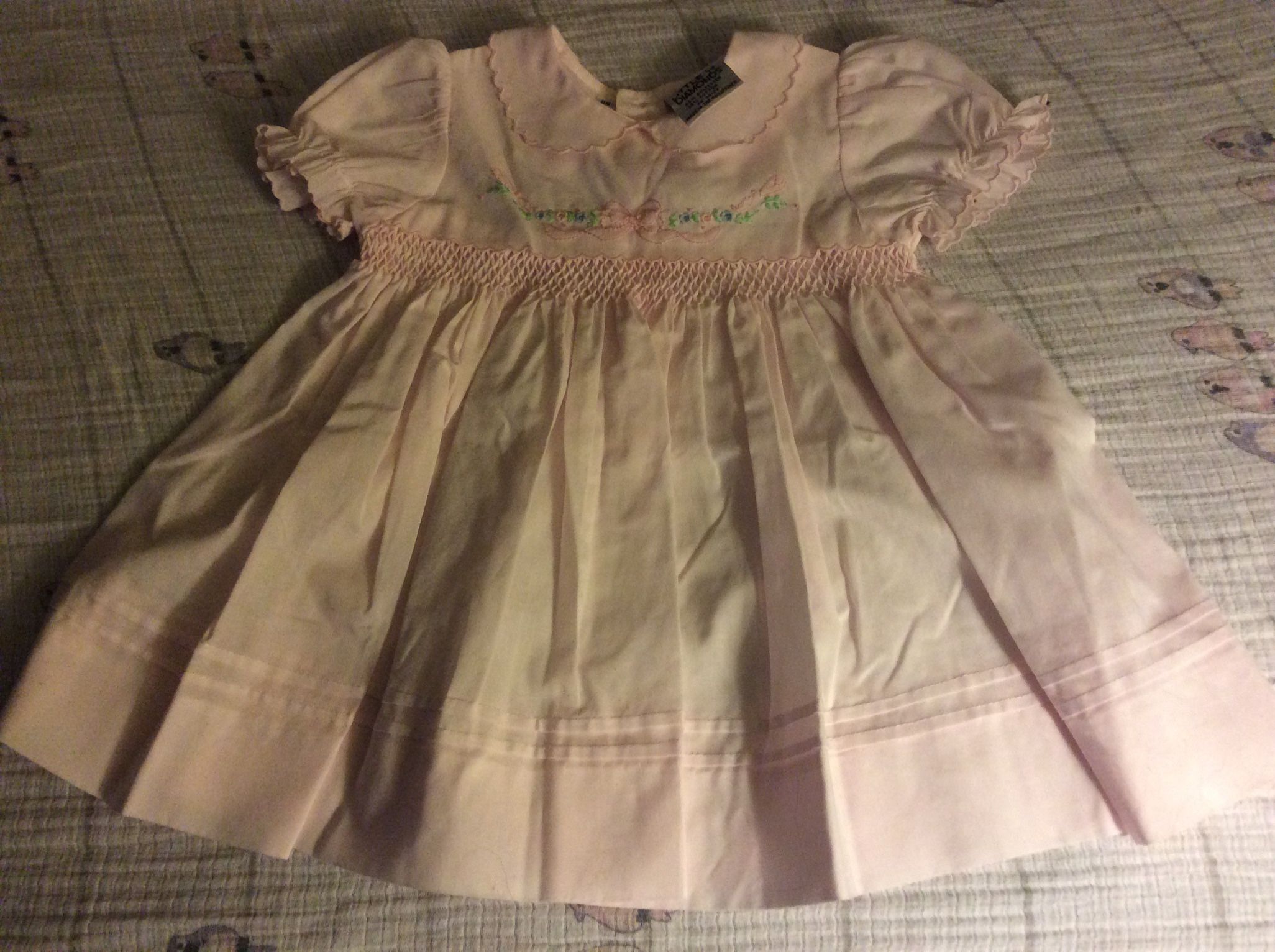 Little Diamonds Pink Dress 9 Months Has Smocking And Embroidery  Like New Condition  New Price Was $49.00