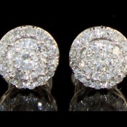 Brilliant 14kt Gold. 1 ct a piece Diamond Stud Earrings 