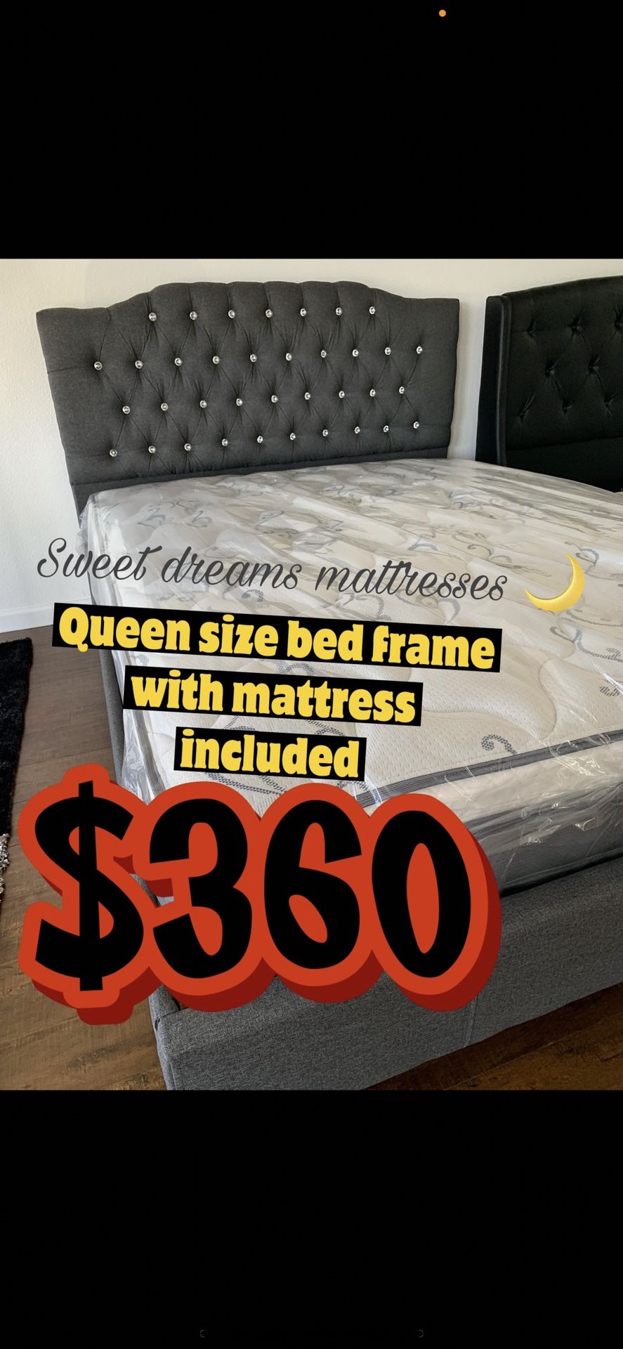 Queen Size Bed Frame With Pillow Top Mattress Included 