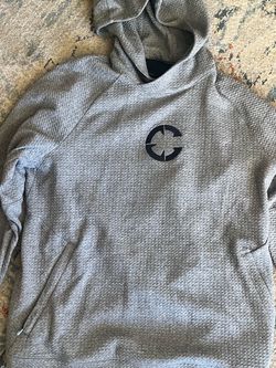 Gray Textured Pullover Hoodie with Logo