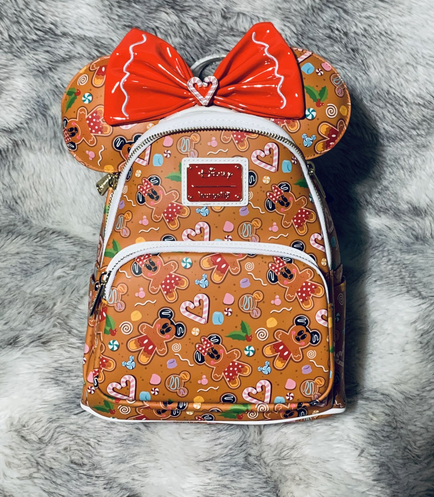 Loungefly 2024 Disney Seasonal Gingerbread Christmas Holiday Mini Backpack & Ears Set