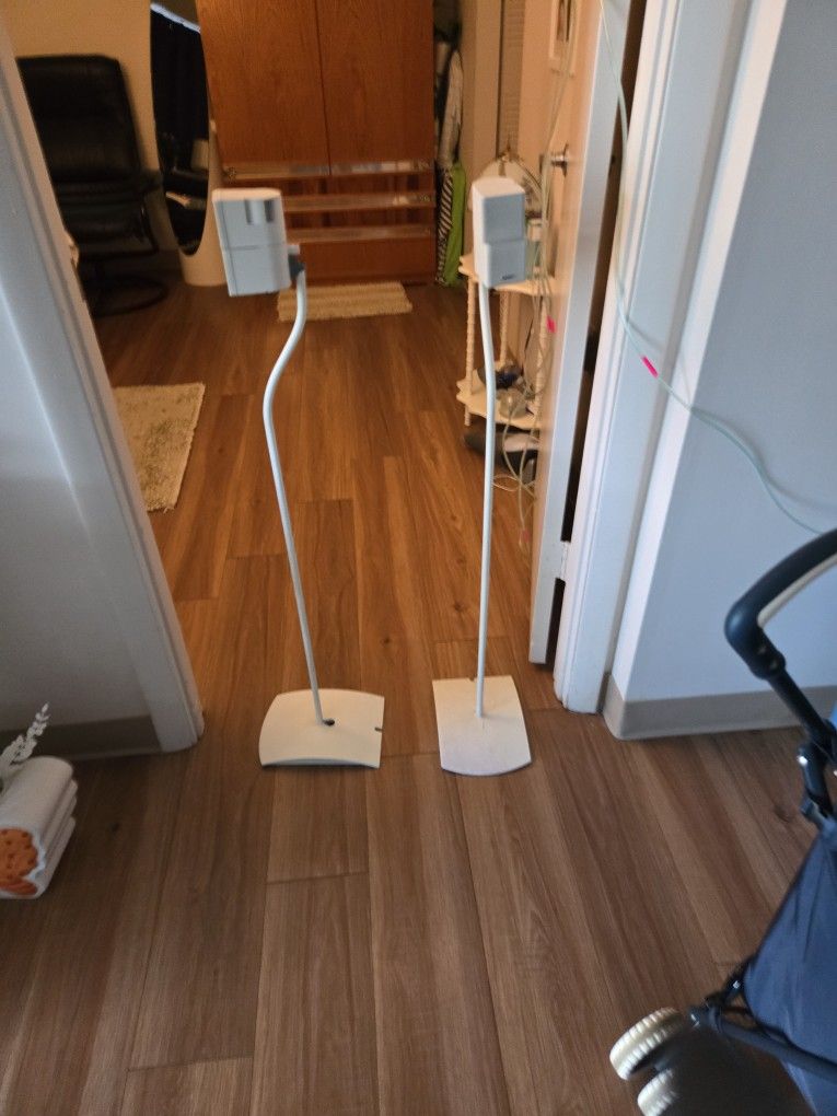 2 Bose Double Cubed Speakers And Stands