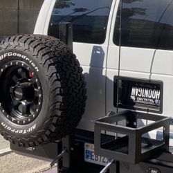 FORD ECONOLINE BUCKSTOP BUMPERS - FRONT & REAR With FULL SIZE SPARE TIRE CARRIER & 12,000 Lb WINCH