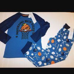 NWT Old Navy Boy M (8) Pajama Set Basketball Sports Shirt Jogger Pants -

