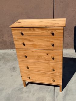 Solid pine wood 5 drawer tall chest dresser