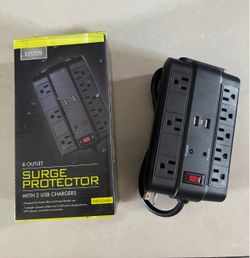 Living Solutions 8-Outlet Surge Protector with 2 USB Ports