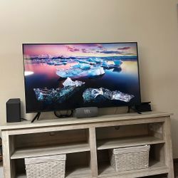 Manor Park Wood Media Storage TV Stand with Mount for TVs up to 65", (Oak)White Wash: