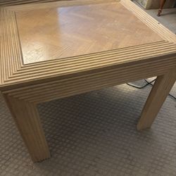 Pair of Vintage Wood End Tables – Unique Ribbed Design 