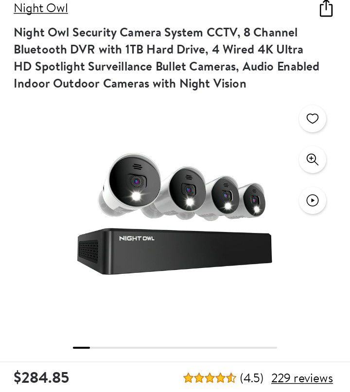 4 Camera Night Owl Home Security Surveillance System 