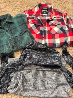 Boys flannels & hoodie size med