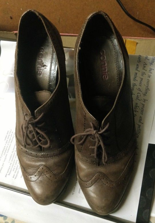 Connie's Brown Upper Leather Women's Shoes 👟