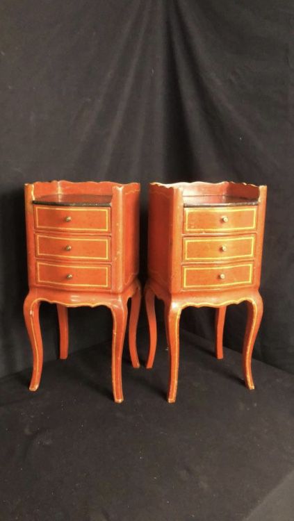 RARE 3-DRAWER FRENCH PROVINCIAL BEDSIDE STANDS 