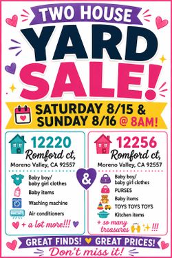 YARD SALE RIGHT NOW! 8/15 & 8/16