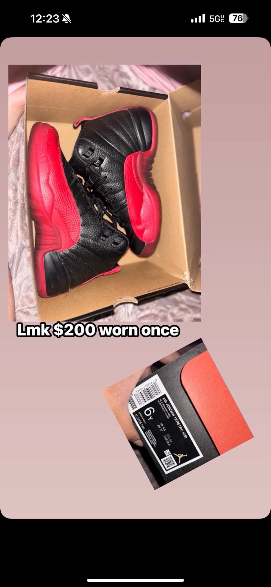 Jordan Flu Game 12 Size 6Y