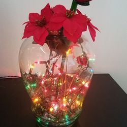 Vase lights and flowers