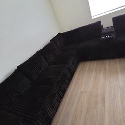 Black corduroy Sectional 