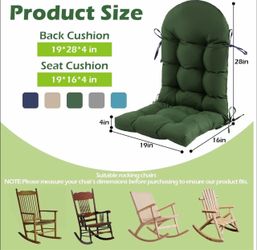 Rocking Chair Cushions, Indoor/Outdoor Adirondack Chair Cushion, Waterproof And Fade- Resistant Rocking Chairs Pads, Non-Slip Tufted High Back Patio C
