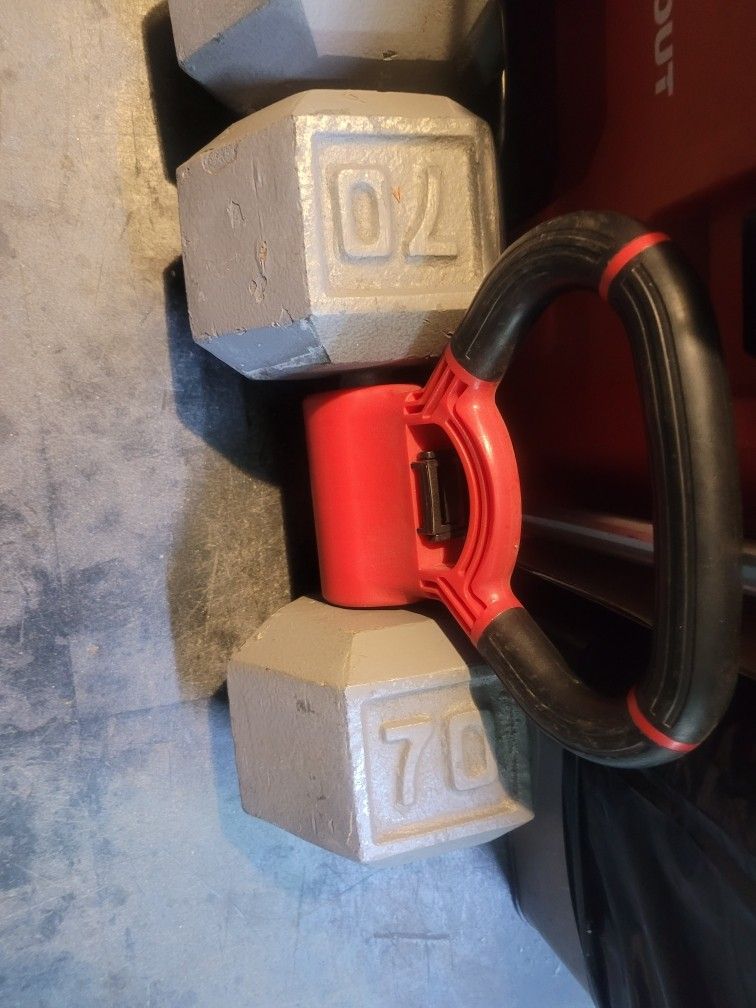 70Lbs Solid Steel Dumbells