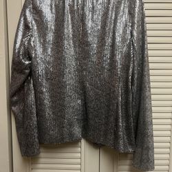 MK Michael Kors Blazer Jacket Womens 12 Sequins Classic Party Metallic Silver