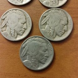 Lot Of 21 Buffalo Head Indian Nickels 1927, 1928, 1929, 1930, 1934