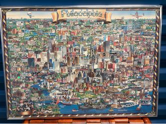 vintage 1983 "City Character Print" pictorial map of Philadelphia published by Archar, Inc..