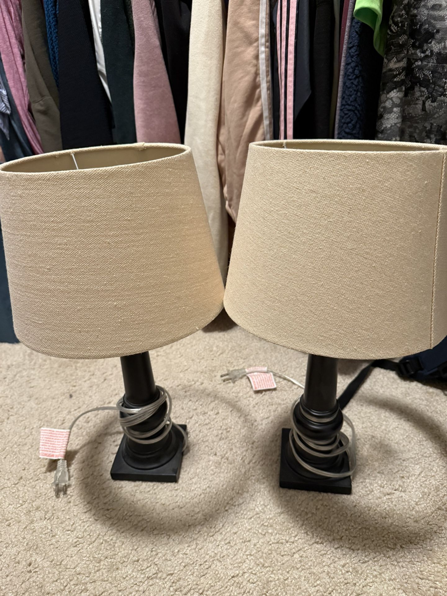 Pair Of Tan Nightstand Lamps
