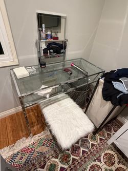 Makeup desk glass