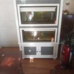 Homemade Fish Tank Stand Very Sturdy Holds 2.     40 Gallon Tank Tanks Come With It. And Everything You Need With The Tanks.
