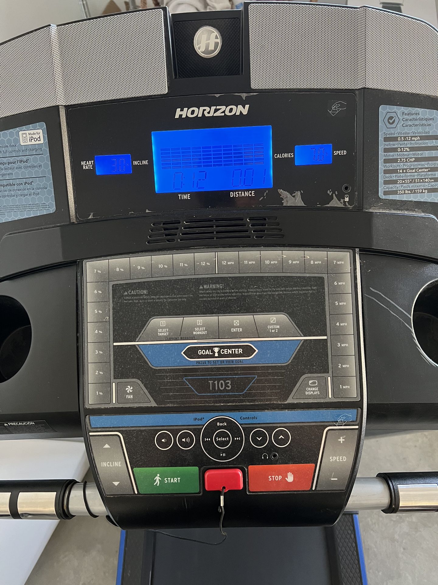 Treadmill - Horizon Fitness - T103 Inline/Decline