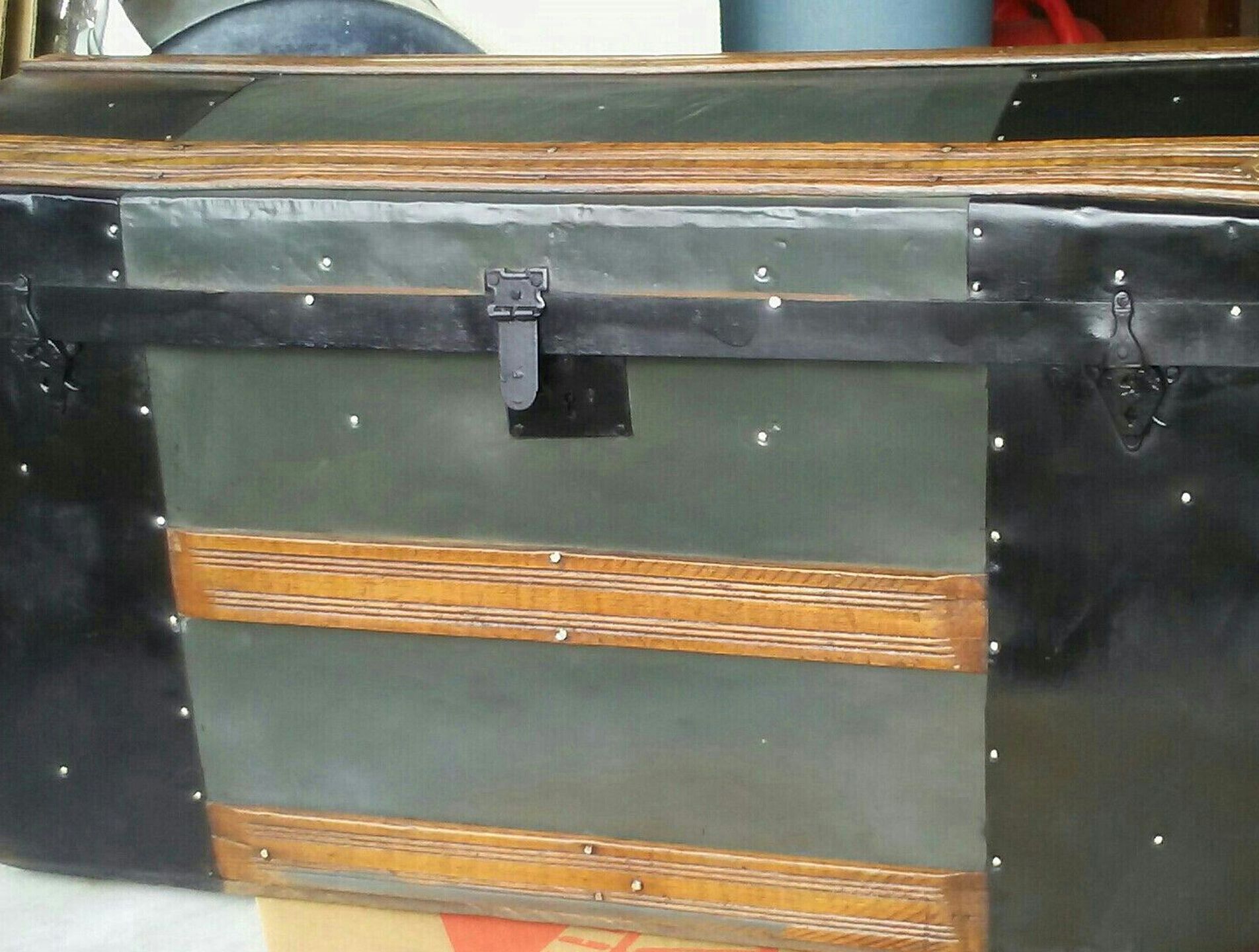 Restored Antique Medal Sea Captains Trunk