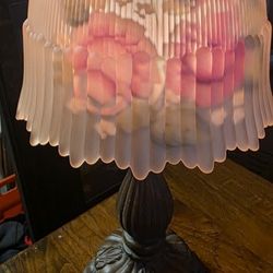 Vintage Leviton lamp featuring hand-painted glass