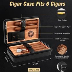 TISFA Cigar Humidor, Leather Cedar Wood Cigar Case new never used selling for only $25
