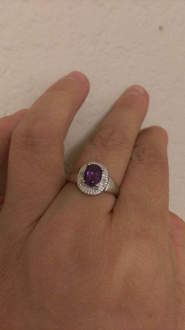 Diamond and amethyst ring size 8
