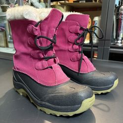 Lands End Girls/Femme Magenta Suede Faux Fur Winter Snow Pack Boots Size 7