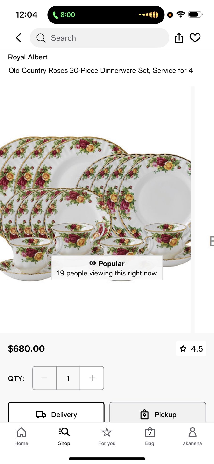 Royal Albert Country Roses China Set 30 Piece Set 