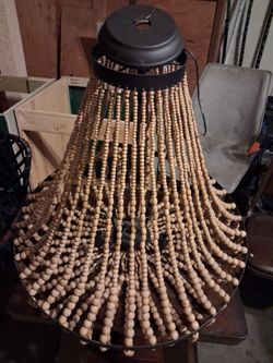 Wood Bead Chandelier Pendant Light