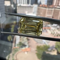 IGI Certified 6.79 Carat Fancy Intense Yellow CVD Diamond – Emerald Cut