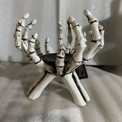 Halloween Skeleton Hand Candle Holder NWT