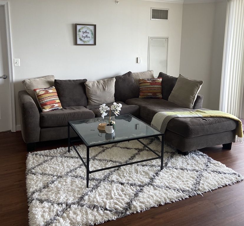 Grey Sectional Couch with throw pillows included